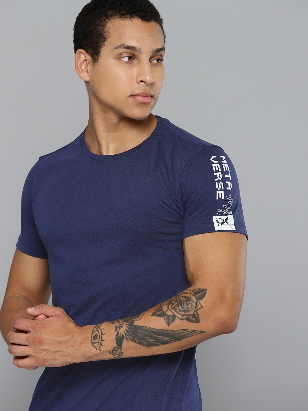 

HRX by Hrithik Roshan Men Solid T-shirt, Navy blue