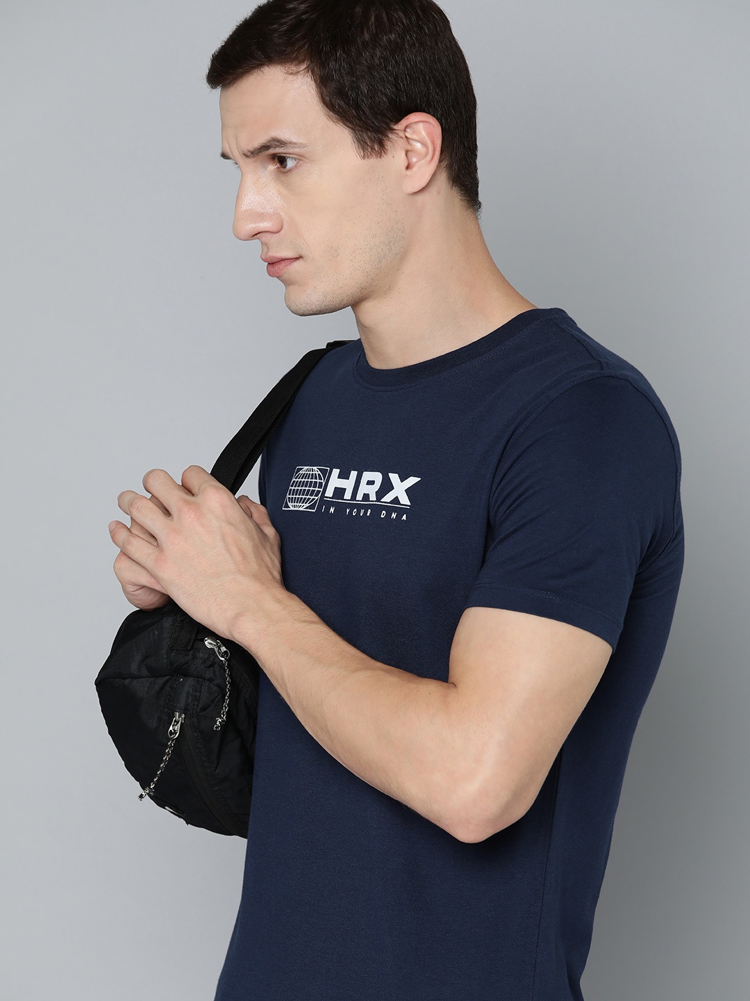 

HRX by Hrithik Roshan Brand Logo Print Lifestyle T-shirt, Navy blue
