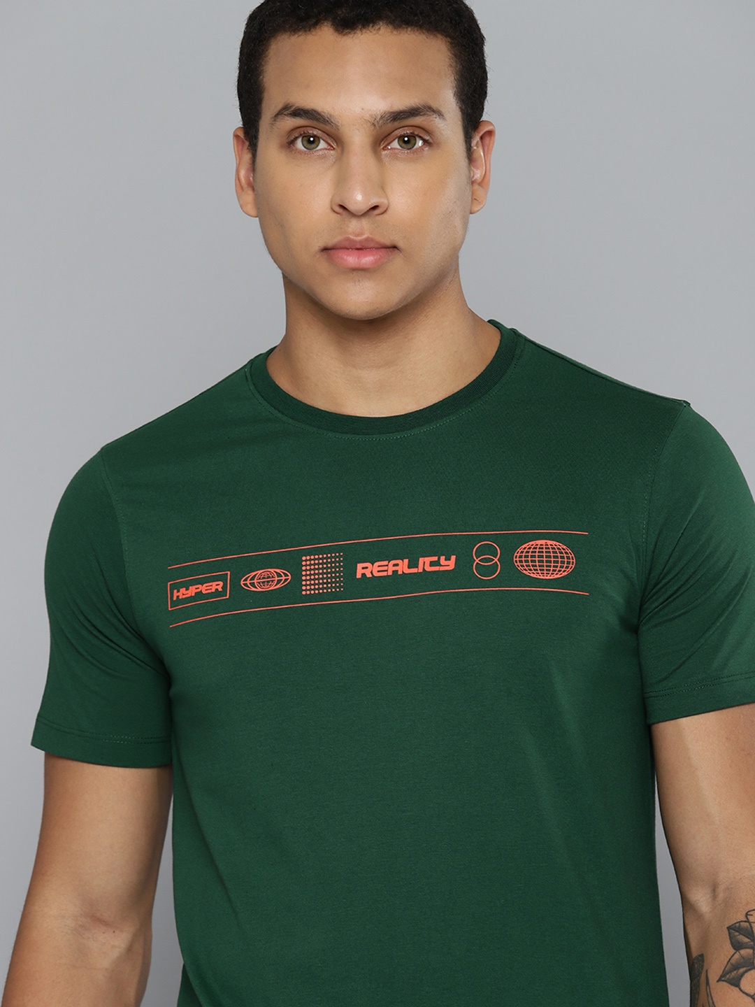 

HRX by Hrithik Roshan Men Typography Printed T-shirt, Green
