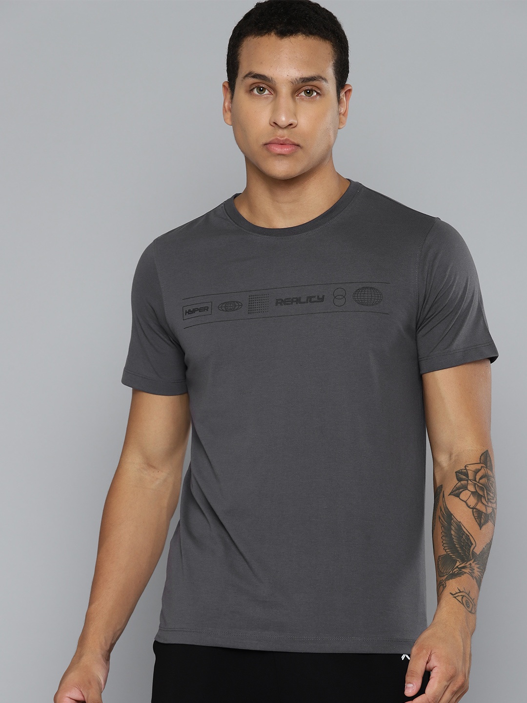 

HRX by Hrithik Roshan Men Typography Printed T-shirt, Charcoal