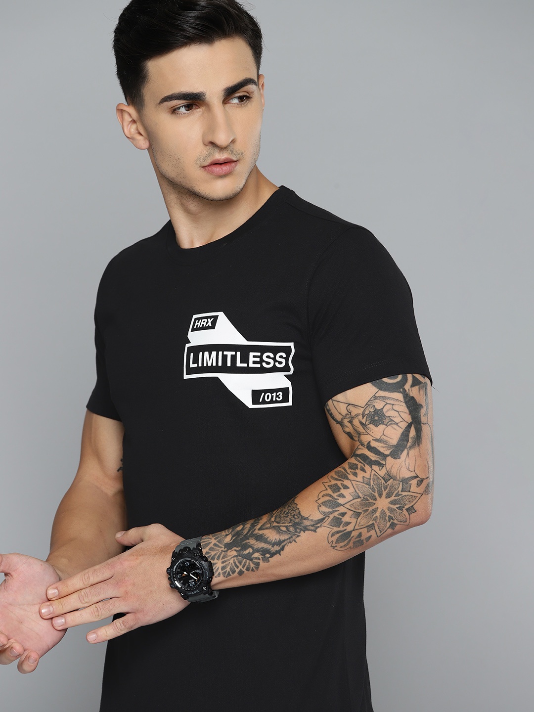 

HRX by Hrithik Roshan Men Brand Logo Printed T-shirt, Black