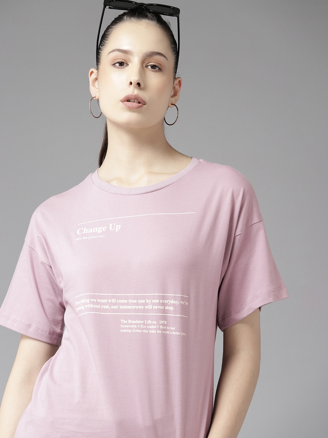 

The Roadster Lifestyle Co. Printed Pure Cotton T-shirt, Lavender