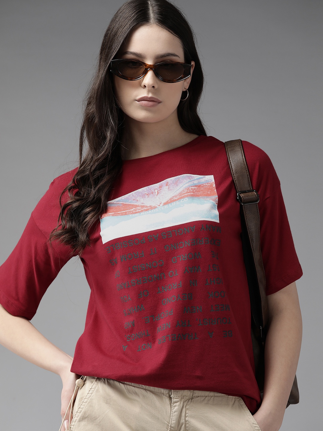 

The Roadster Lifestyle Co. Printed Pure Cotton T-shirt, Red