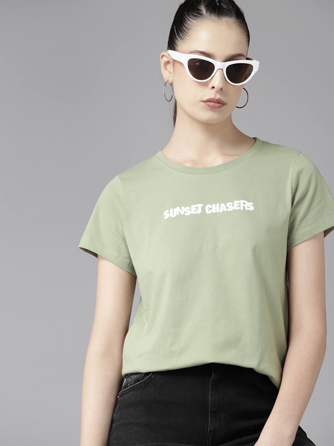 

The Roadster Lifestyle Co. Printed Pure Cotton T-shirt, Olive