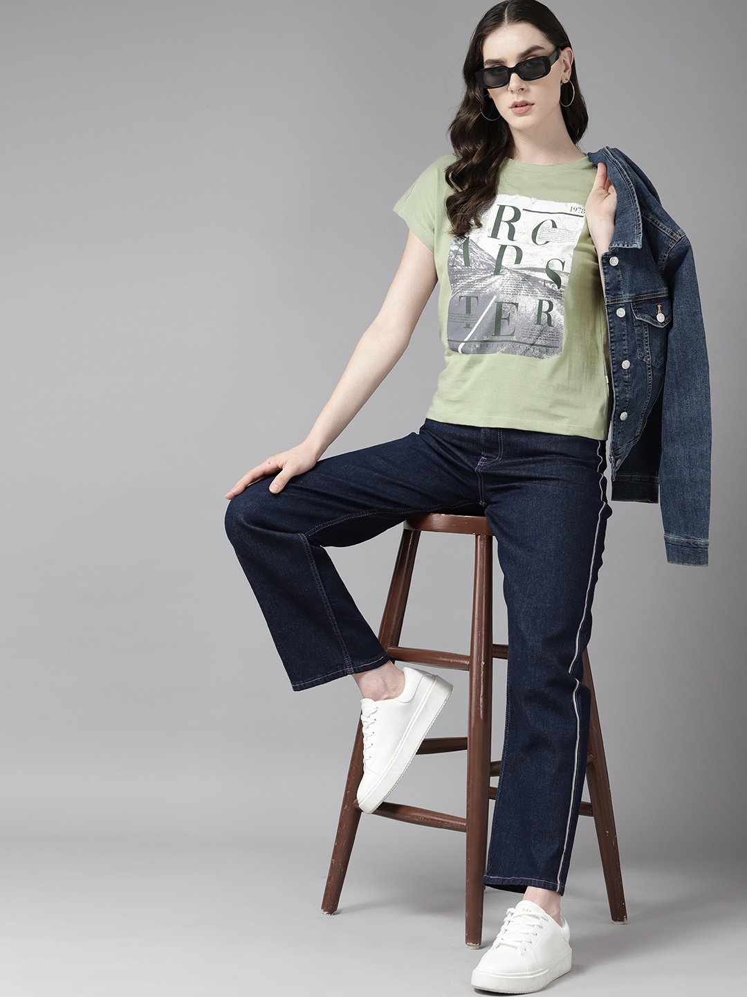 

The Roadster Lifestyle Co. Printed Pure Cotton T-shirt, Green
