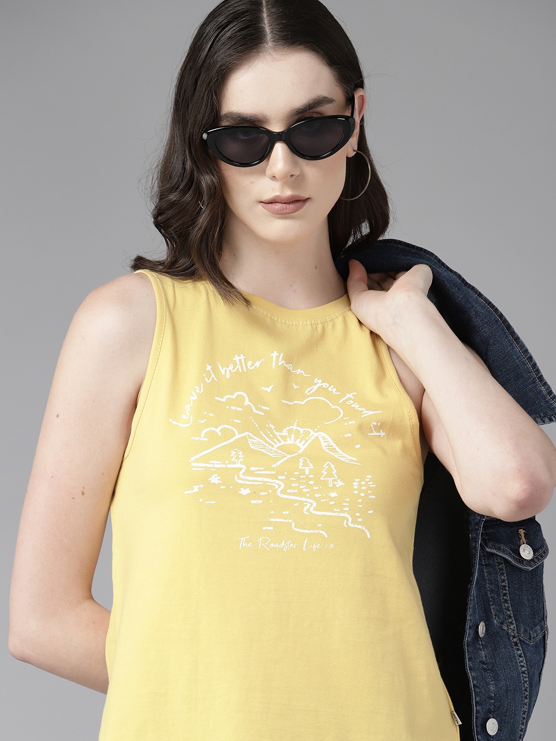 

The Roadster Lifestyle Co. Typography Printed Pure Cotton T-shirt, Mustard