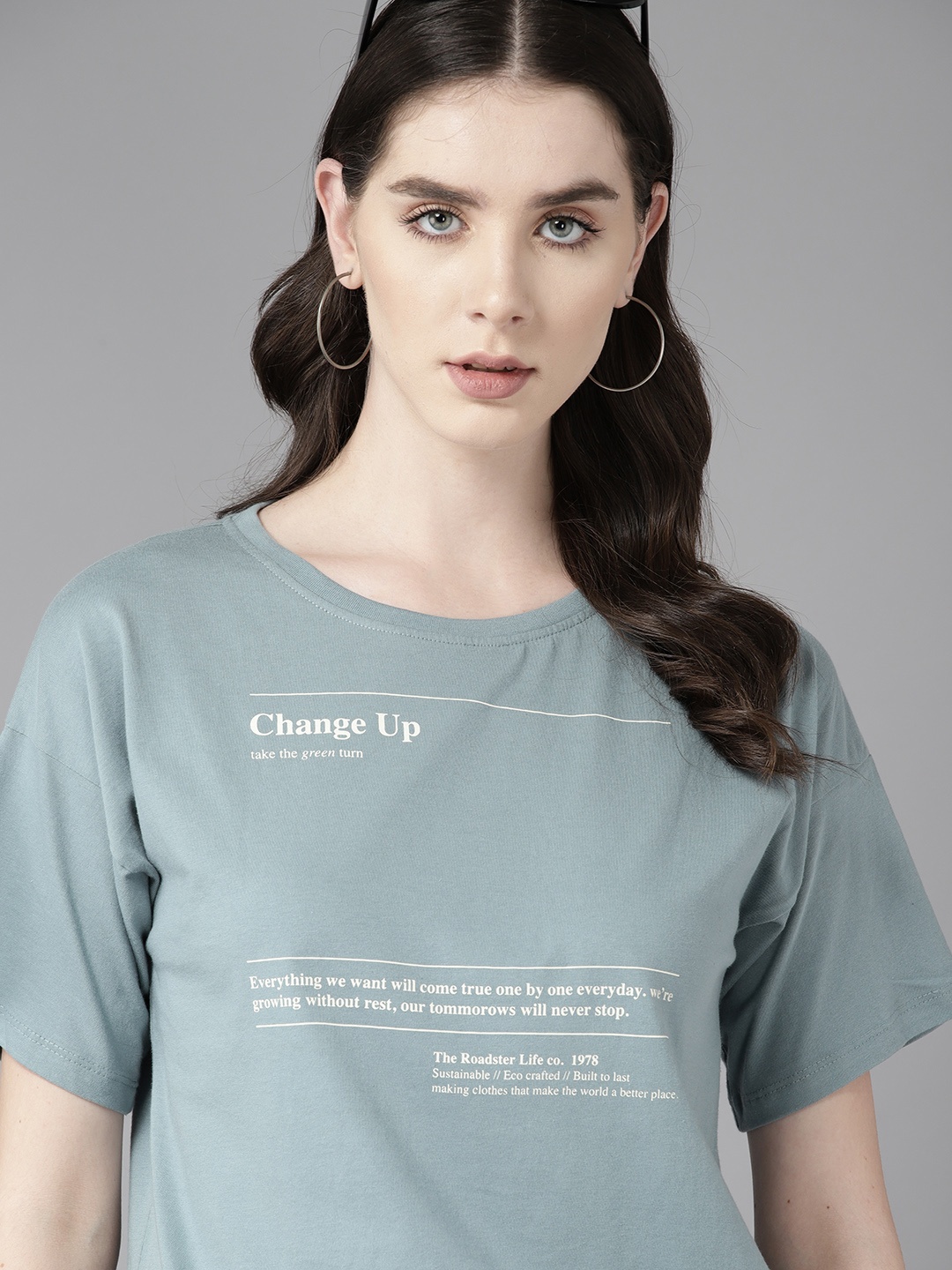 

The Roadster Lifestyle Co. Typography Printed Relaxed Fit T-shirt, Blue