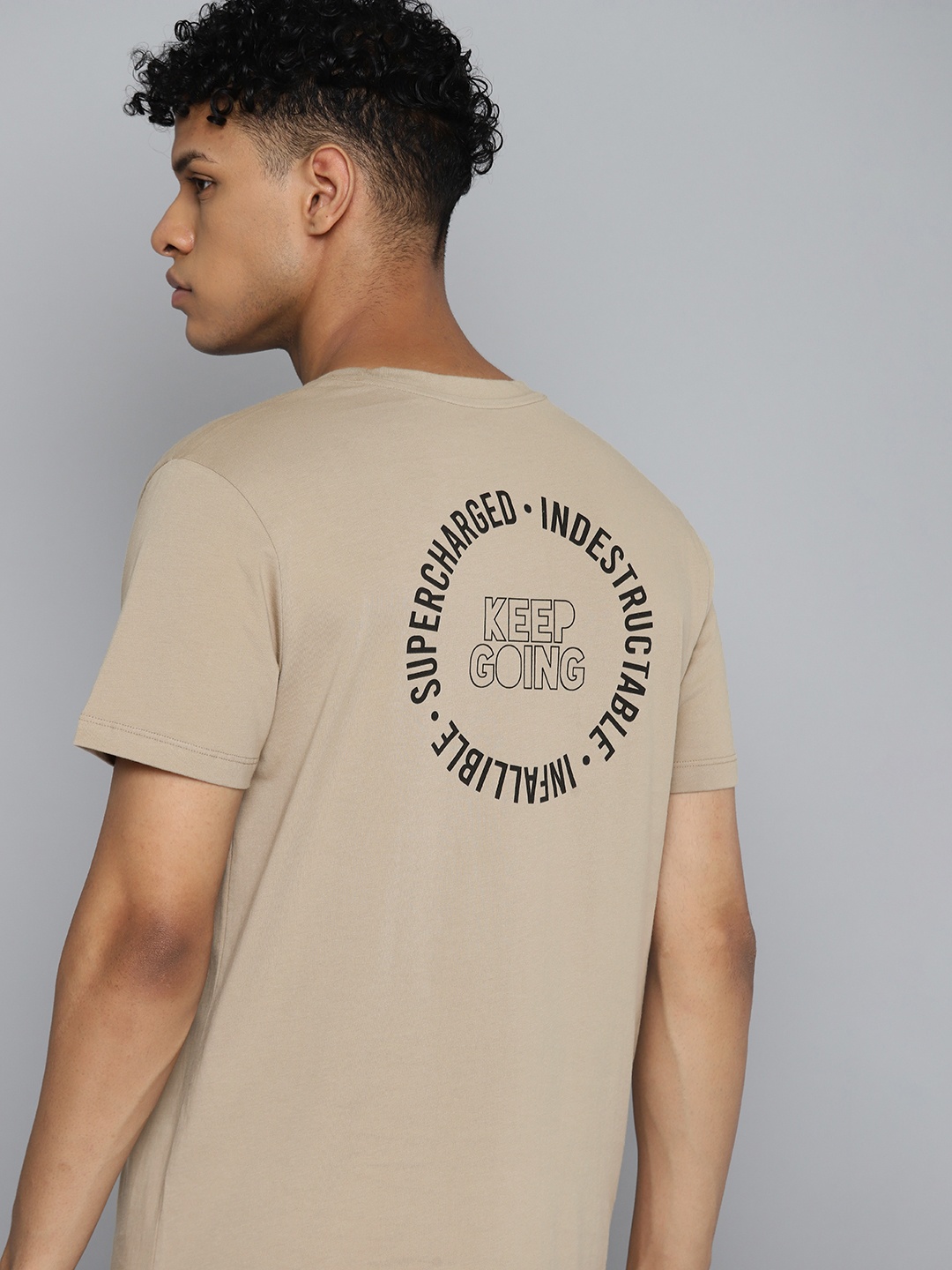 

HRX by Hrithik Roshan Typography Printed Pure Cotton Lifestyle T-shirt, Beige