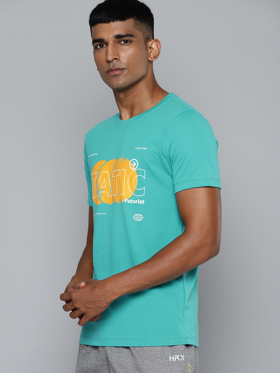 

HRX by Hrithik Roshan Graphic Print Rapid-Dry Lifestyle T-shirt, Turquoise blue