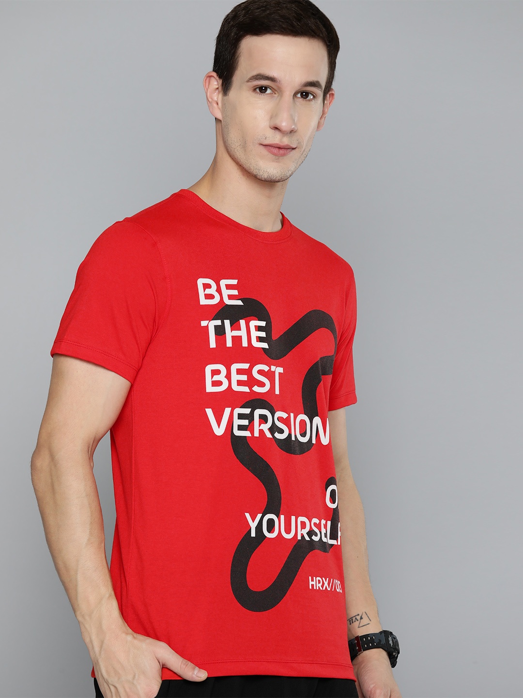 

HRX by Hrithik Roshan Men Typography Printed T-shirt, Red