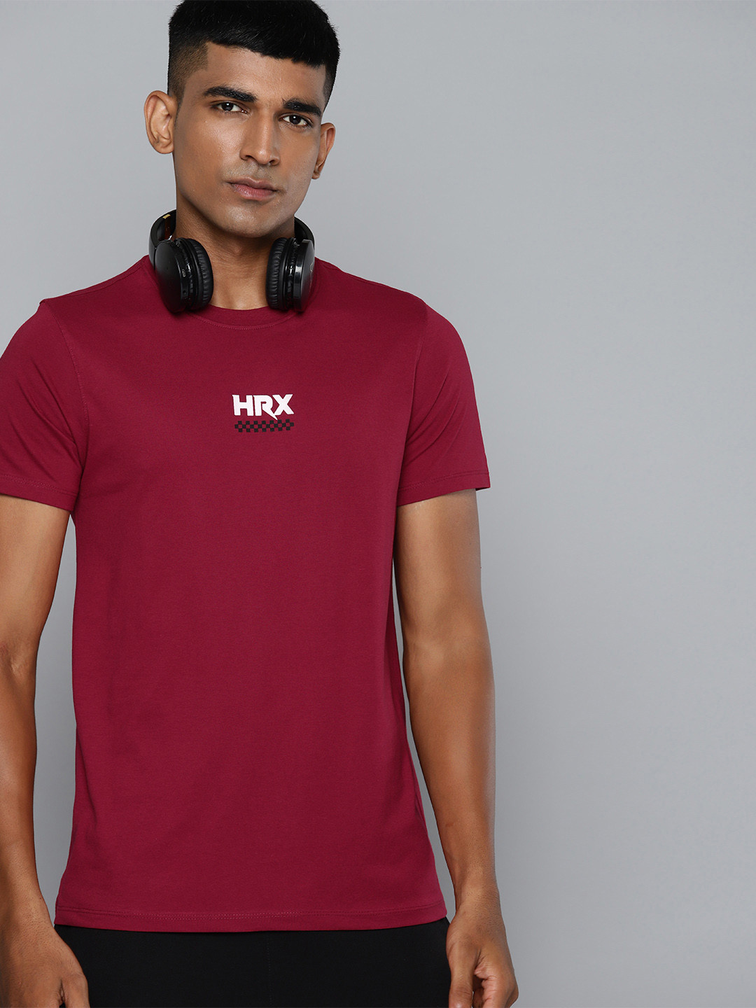 

HRX by Hrithik Roshan Brand Logo Detail Rapid-Dry Lifestyle T-shirt, Maroon