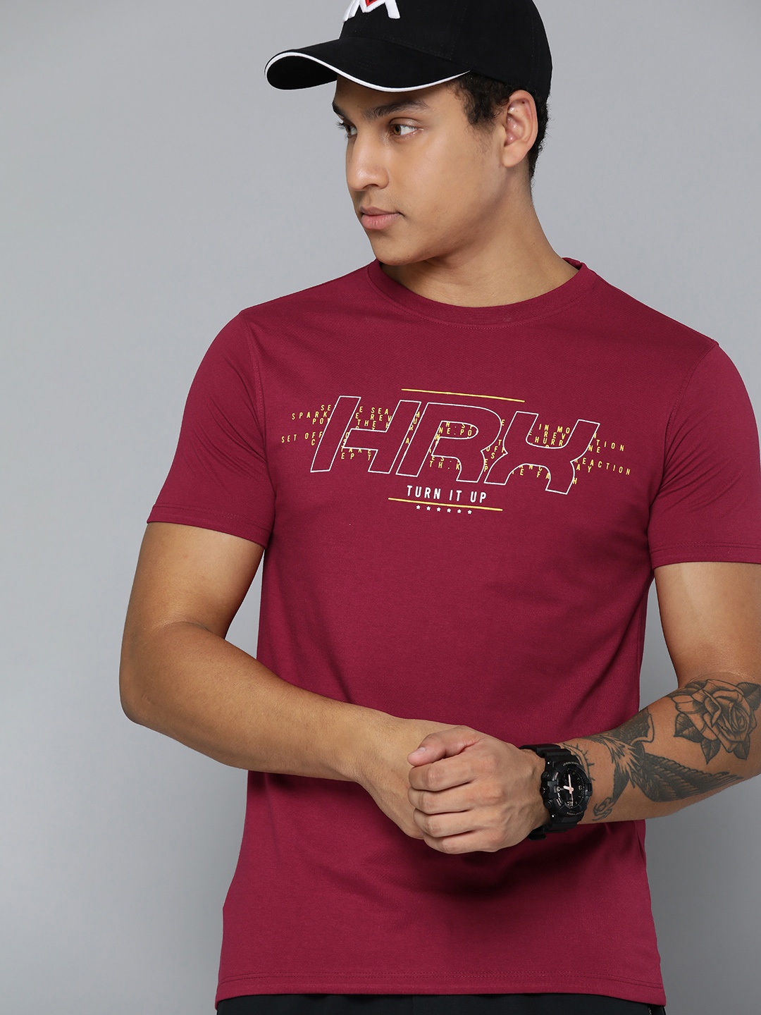 

HRX by Hrithik Roshan Men Brand Logo Printed T-shirt, Maroon