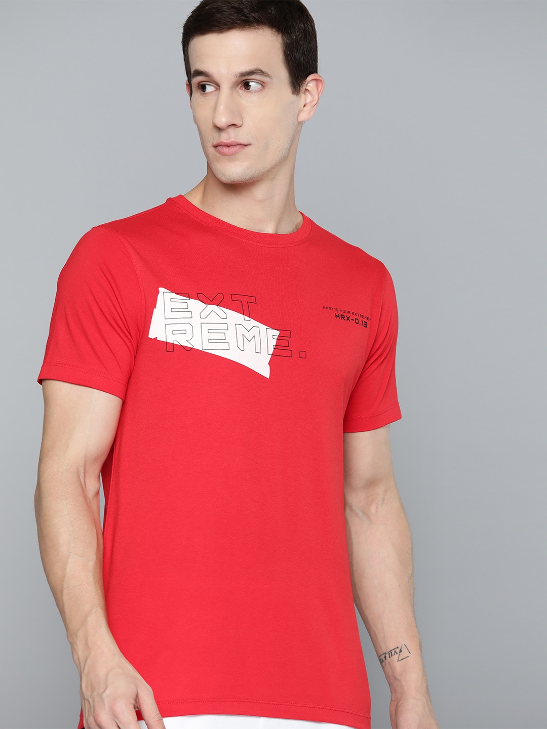 

HRX by Hrithik Roshan Regular Fit Printed Detail Casual T-shirt, Red