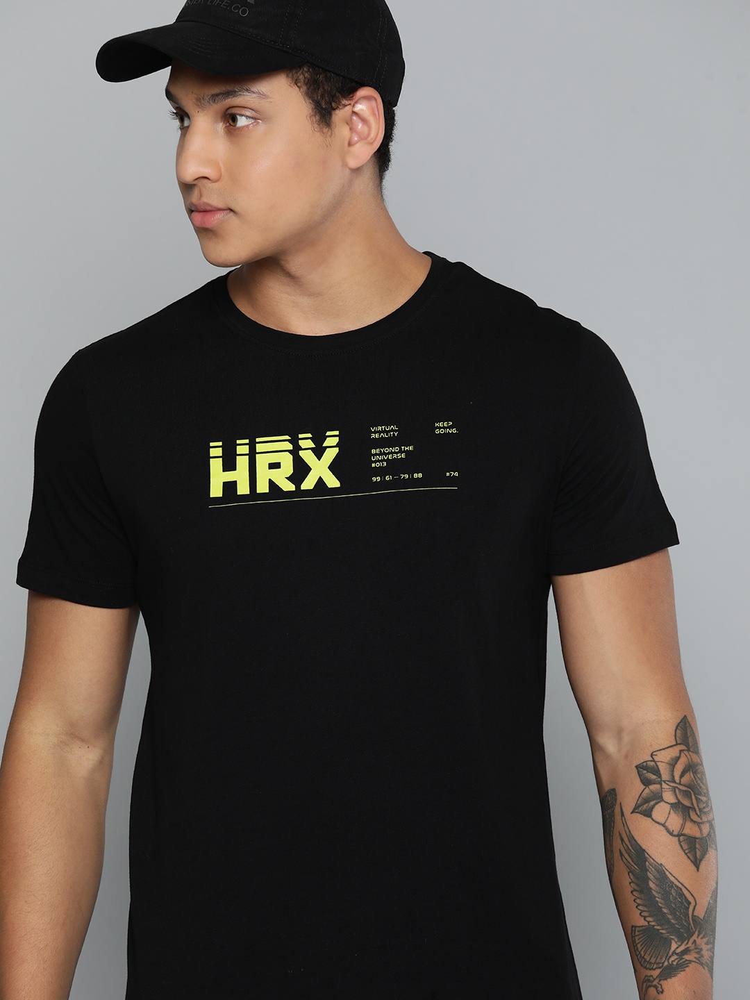 

HRX by Hrithik Roshan Men Brand Logo Printed Pure Cotton T-shirt, Black