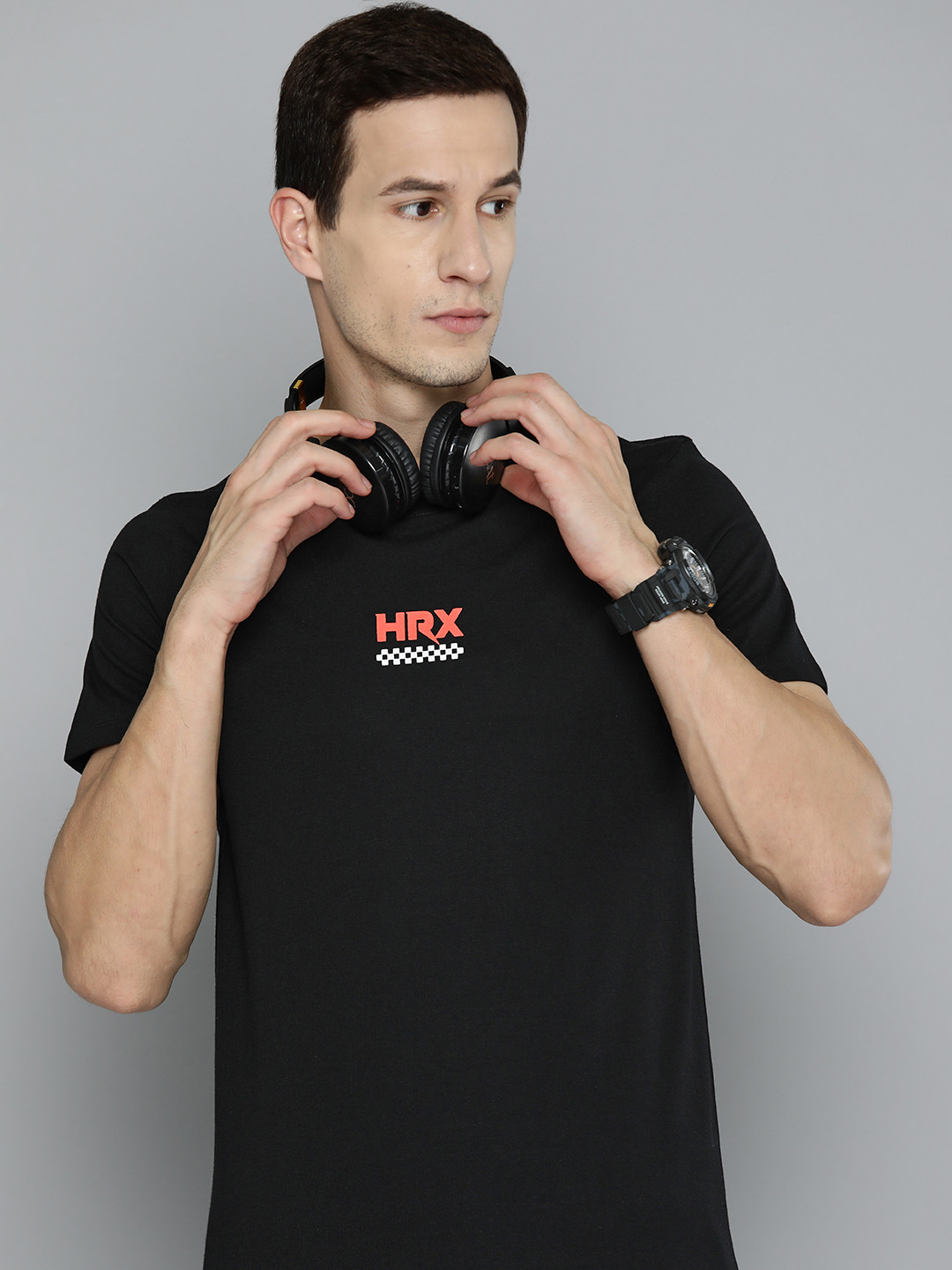 

HRX by Hrithik Roshan Men Brand Logo Printed T-shirt, Black