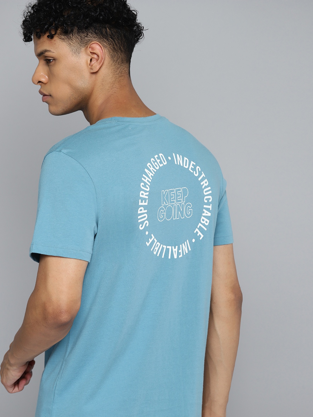 

HRX by Hrithik Roshan Back Printed Pure Cotton T-shirt, Blue