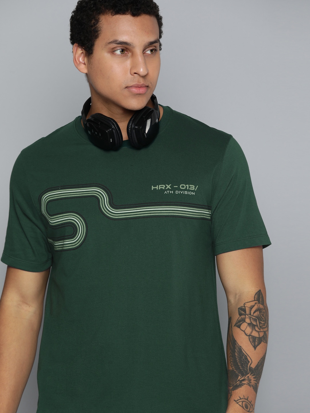 

HRX by Hrithik Roshan Printed Casual T-shirt, Olive