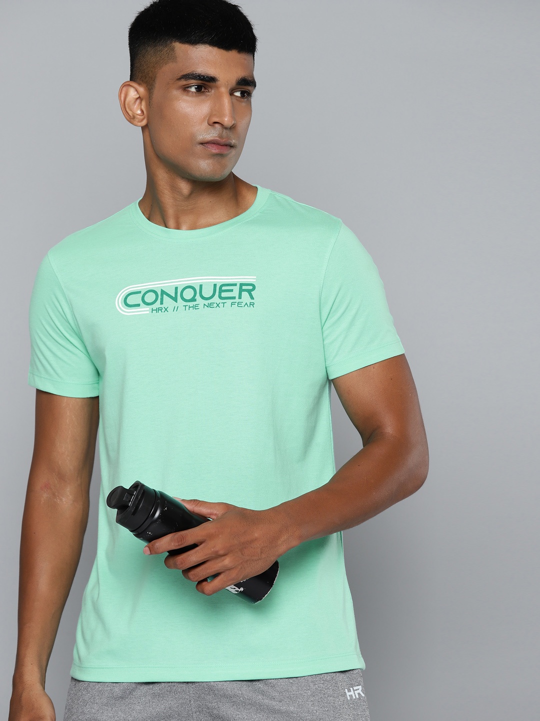

HRX by Hrithik Roshan Typography Print Rapid-Dry Lifestyle T-shirt, Sea green