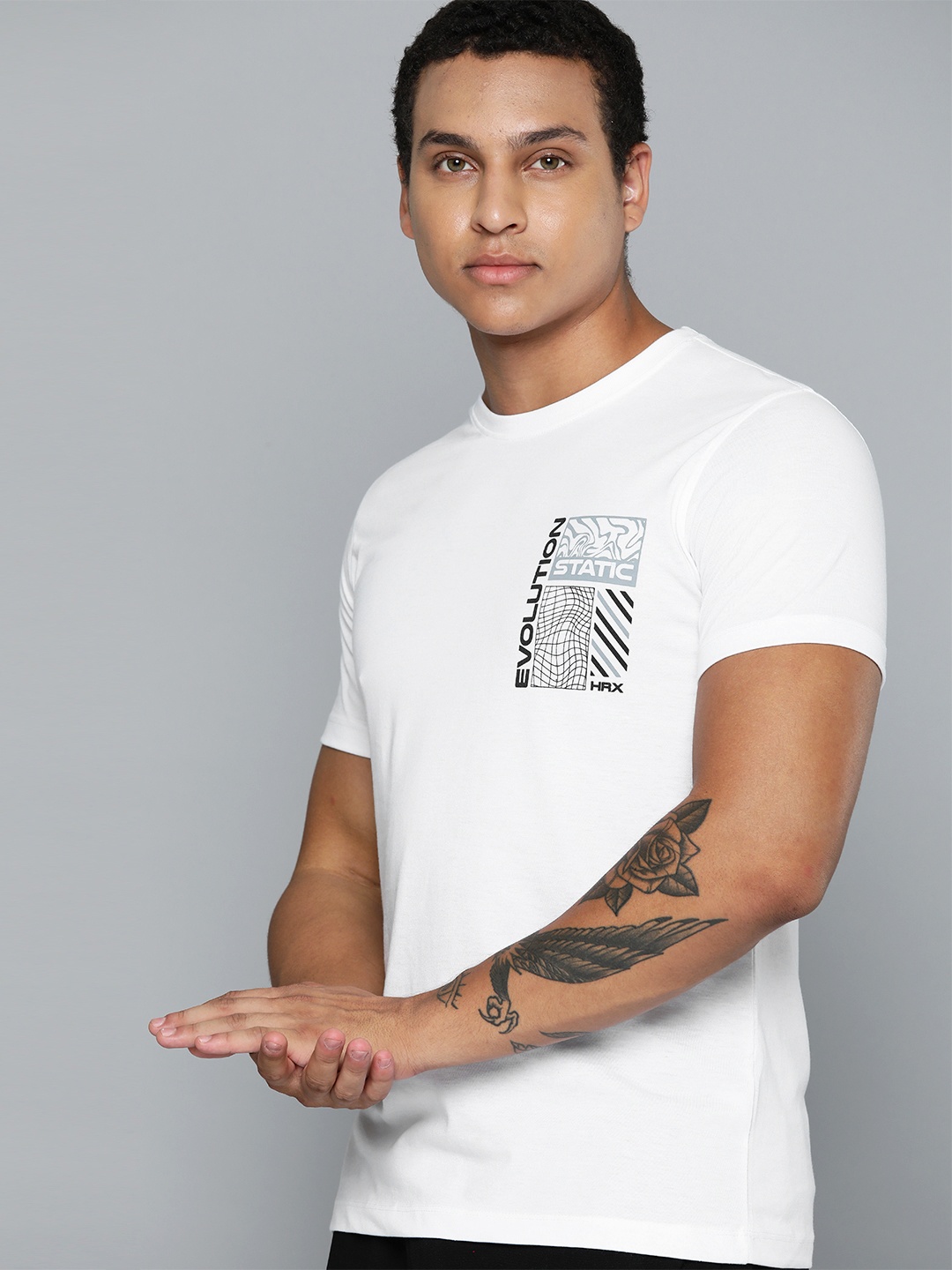 

HRX by Hrithik Roshan Regular Fit Printed Detail Casual T-shirt, White