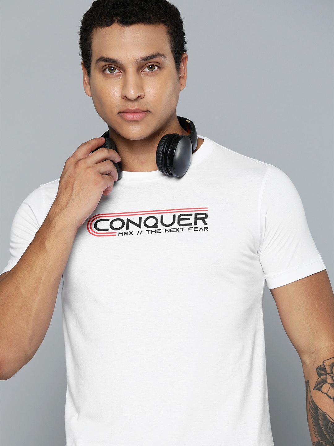 

HRX by Hrithik Roshan Regular Fit Printed Detail Casual T-shirt, White