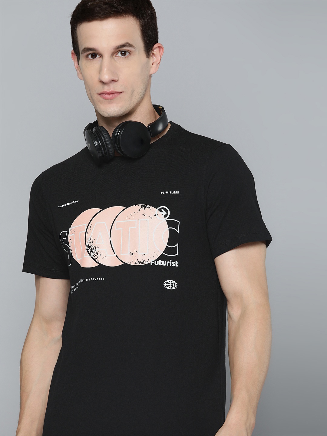 

HRX by Hrithik Roshan Regular Fit Printed Casual T-shirt, Black
