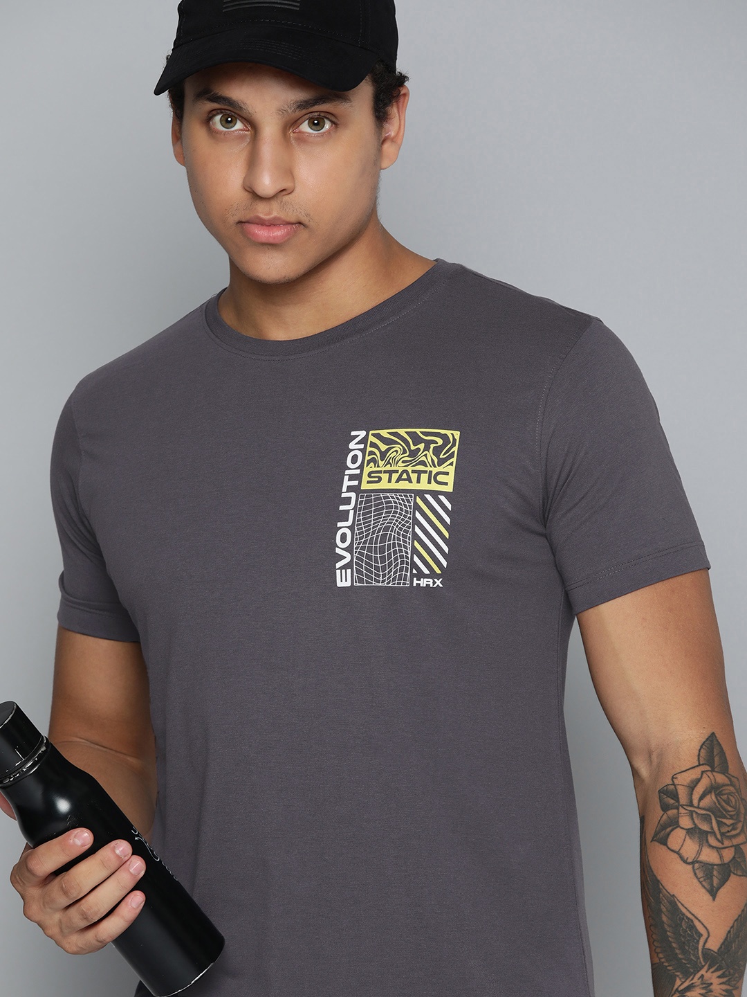

HRX by Hrithik Roshan Printed Lifestyle T-shirt, Charcoal