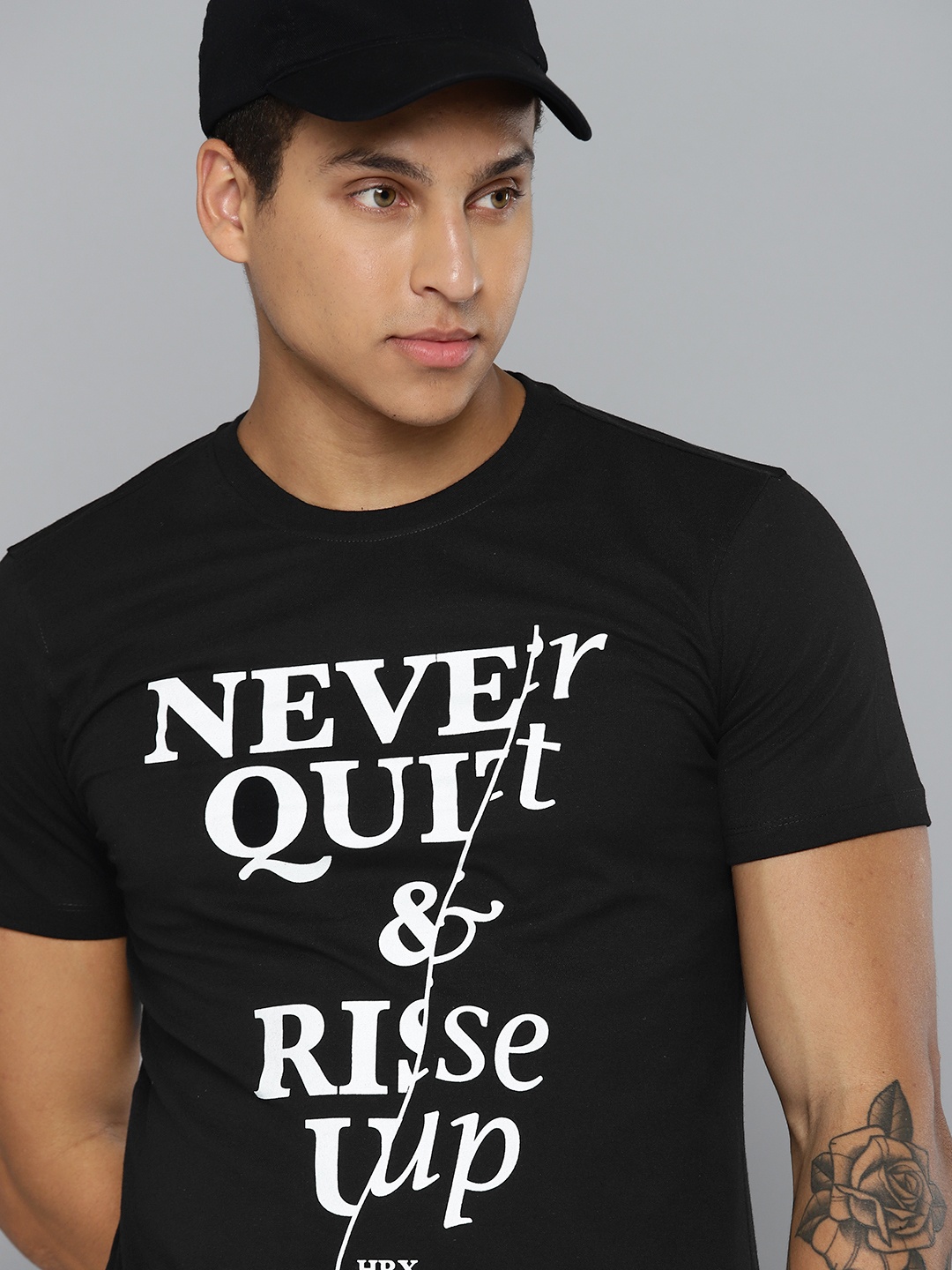 

HRX by Hrithik Roshan Typography Printed Casual T-shirt, Black