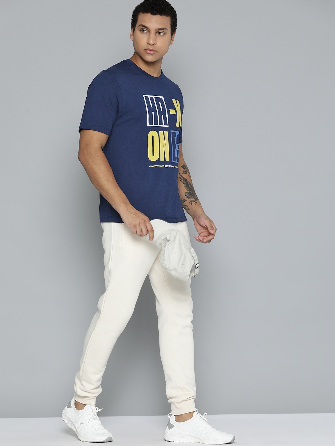 

HRX by Hrithik Roshan Men Brand Logo Printed T-shirt, Navy blue
