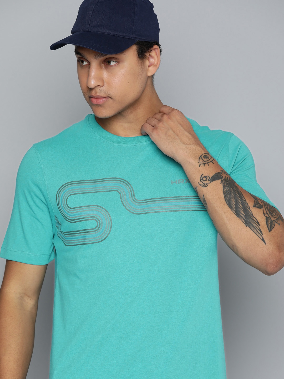 

HRX by Hrithik Roshan Printed Lifestyle T-shirt, Turquoise blue