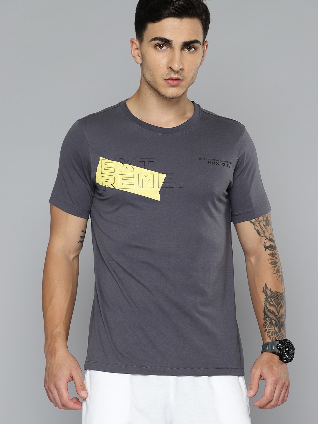 

HRX by Hrithik Roshan Men Typography Printed T-shirt, Charcoal