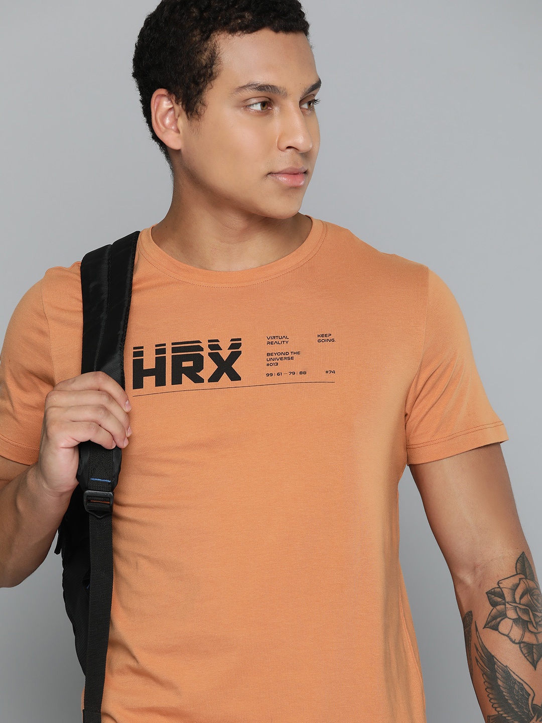 

HRX by Hrithik Roshan Men Pure Cotton Brand Logo Print T-shirt, Rust