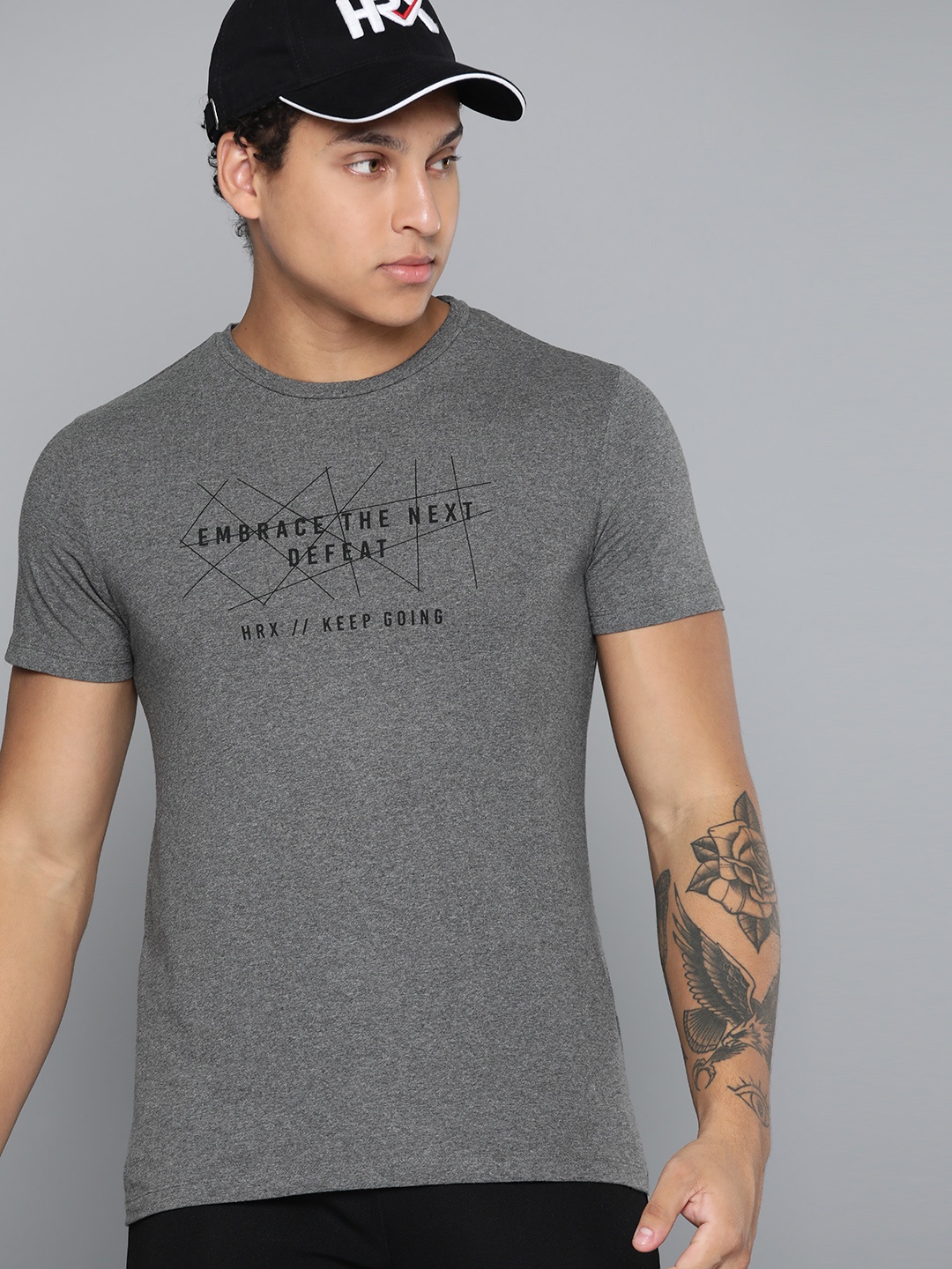 

HRX by Hrithik Roshan Men Typography Printed T-shirt, Charcoal