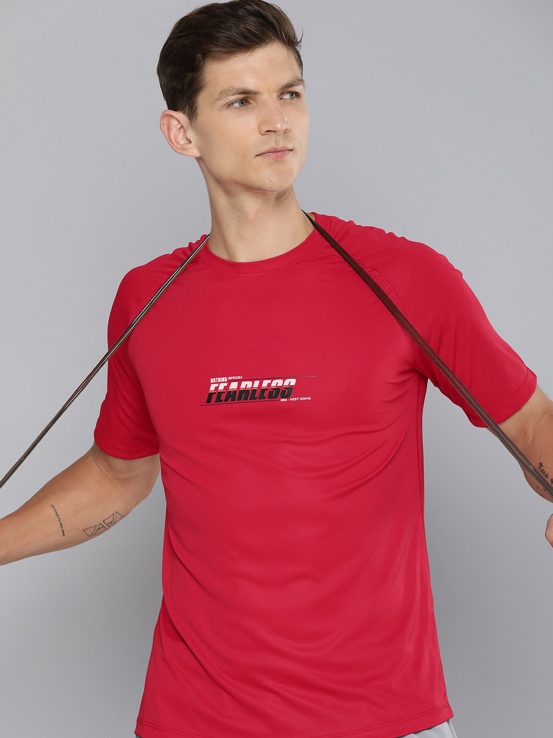 

HRX by Hrithik Roshan Typography Printed Rapid Dry T-shirt, Red