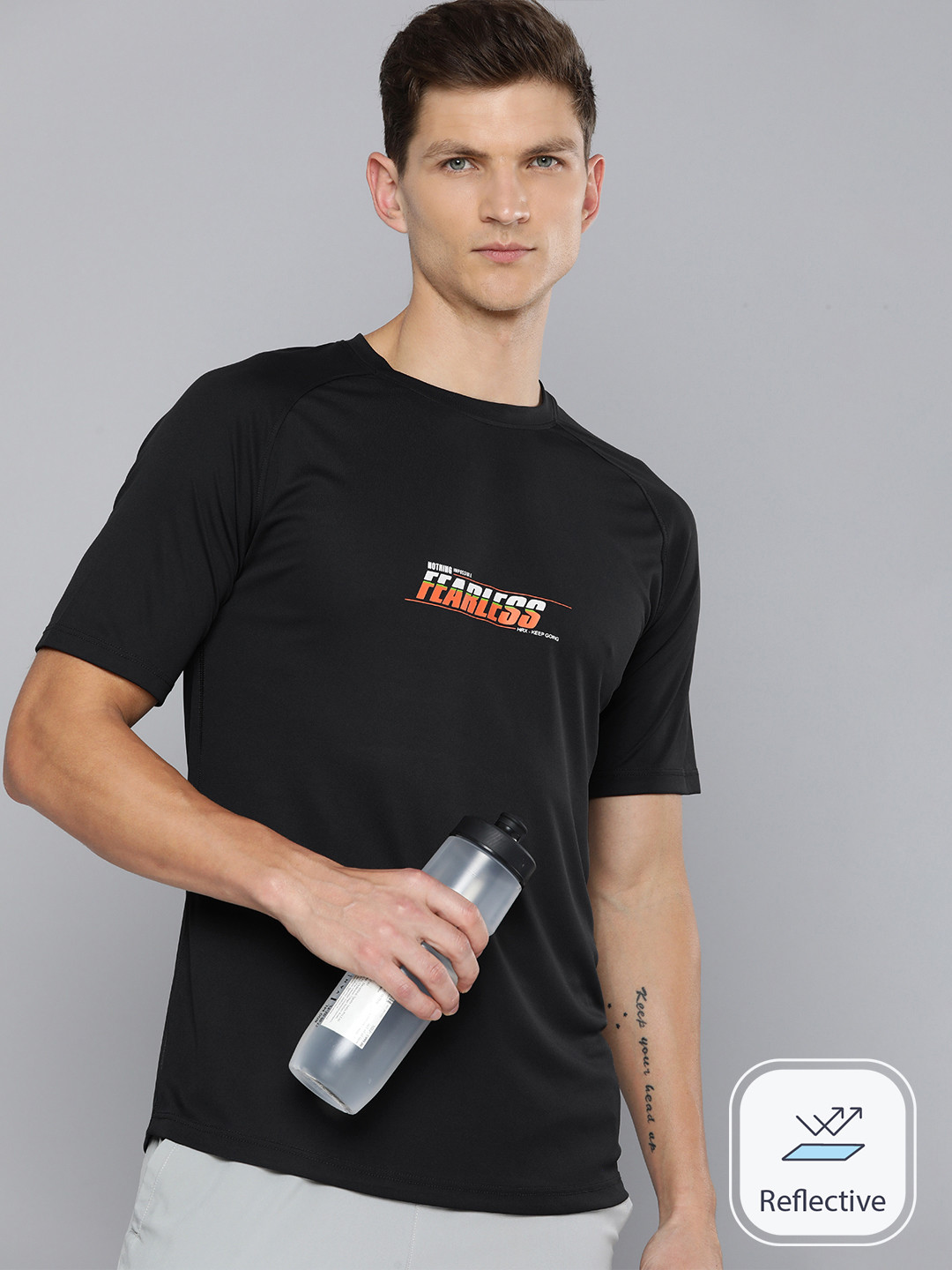 

HRX by Hrithik Roshan Typography Printed Rapid Dry T-shirt, Black