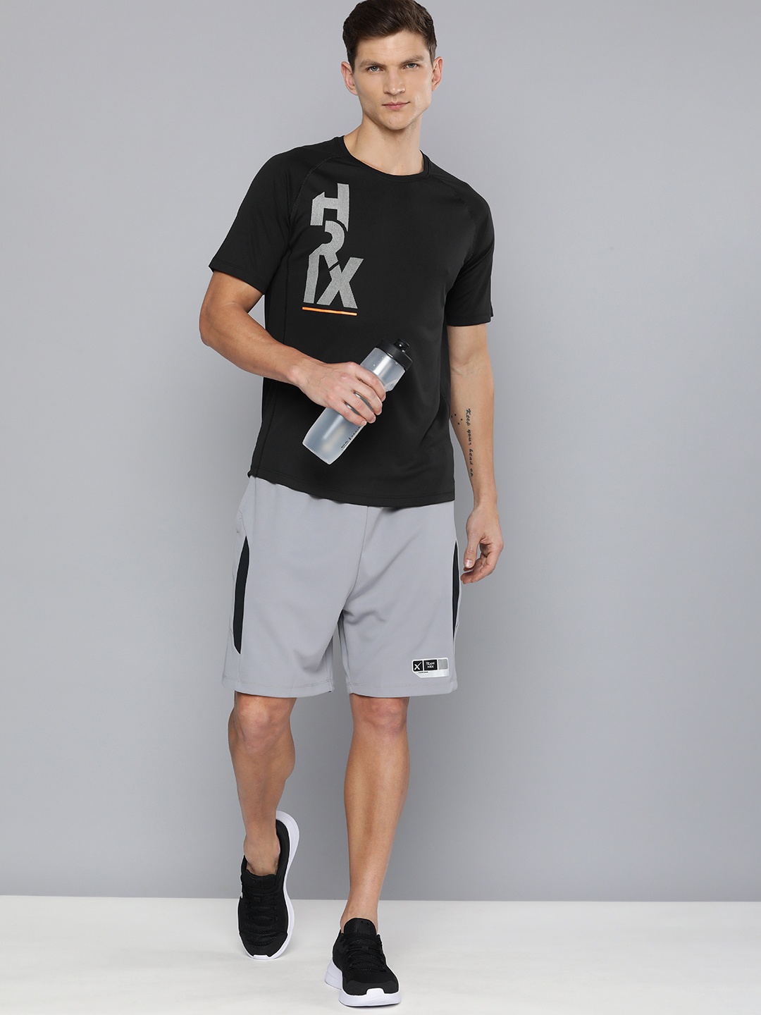

HRX by Hrithik Roshan Typography Brand Logo Printed Rapid Dry T-shirt, Black