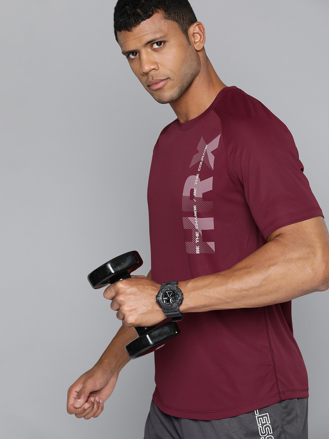 

HRX by Hrithik Roshan Printed Rapid-Dry Training T-shirt, Maroon