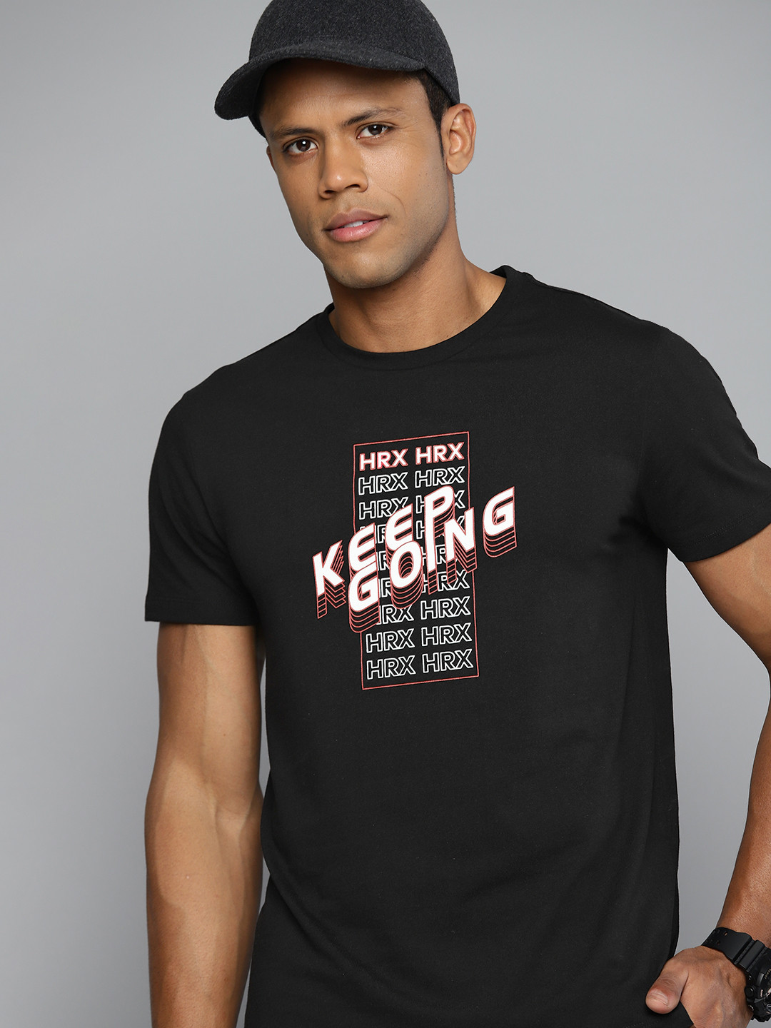 

HRX by Hrithik Roshan Men Brand Logo Printed T-shirt, Black