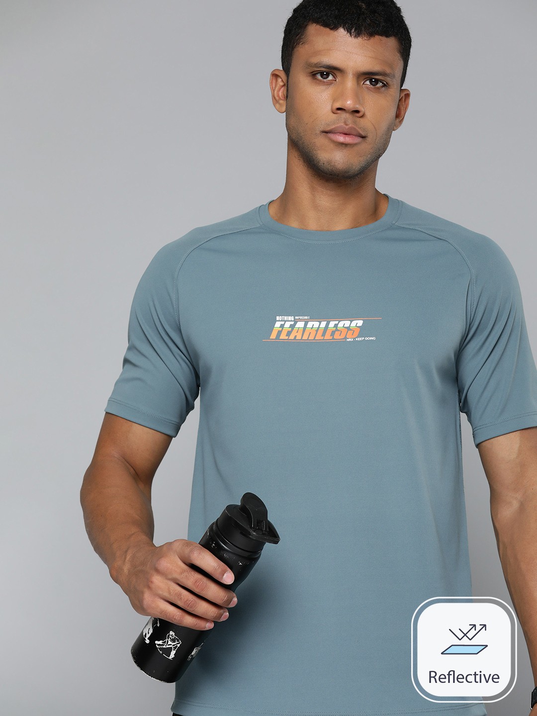 

HRX by Hrithik Roshan Printed Rapid-Dry Training T-shirt, Blue