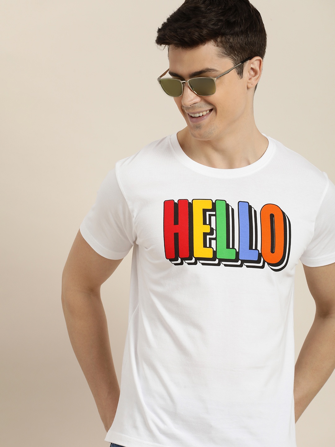 

HERE&NOW Graphic Typography Printed Pure Cotton T-shirt, White
