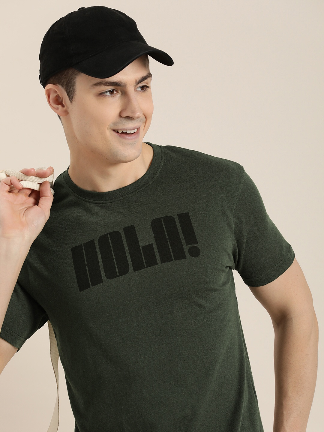 

HERE&NOW Typography Printed T-shirt, Olive