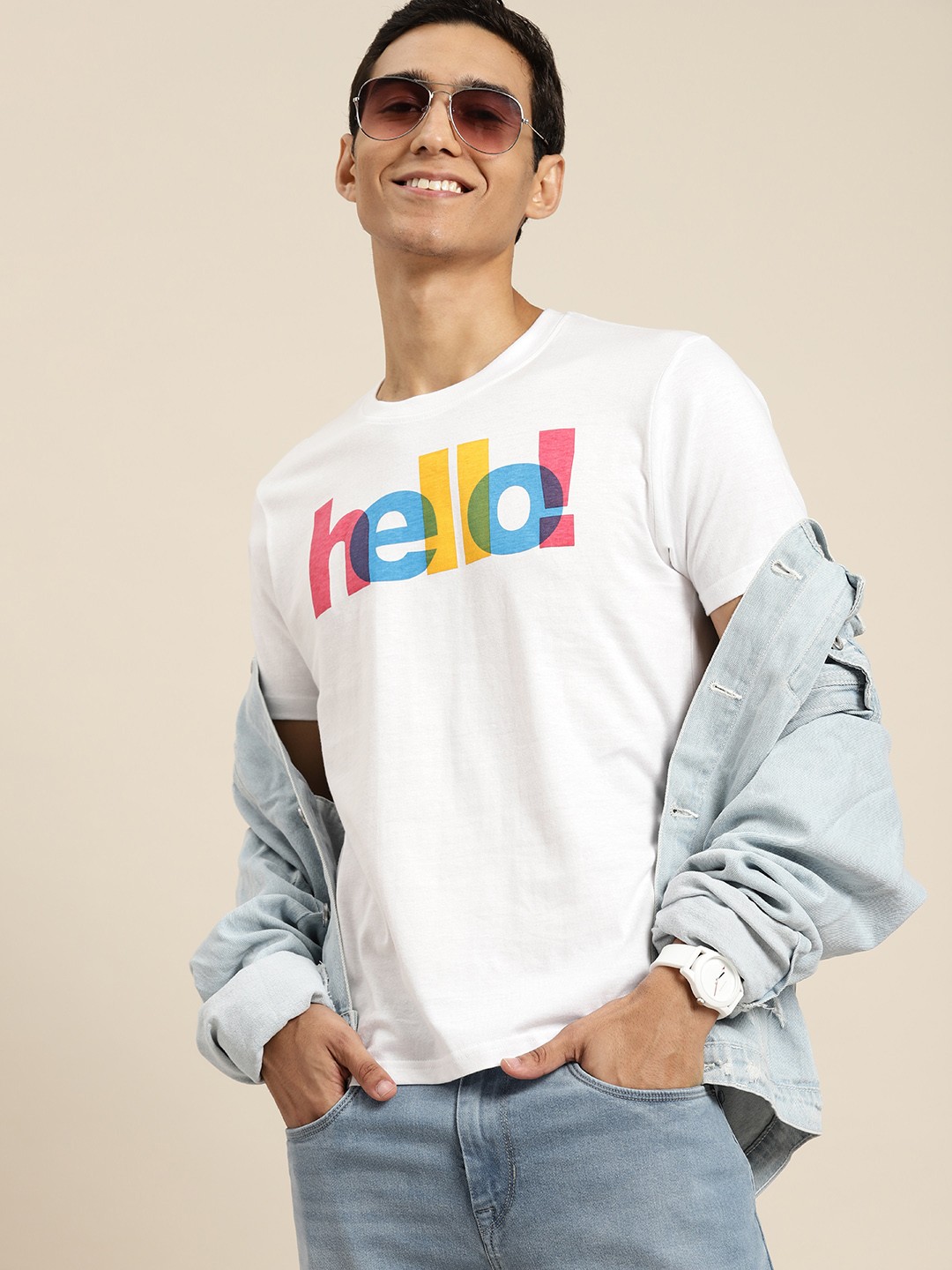 

HERE&NOW Typography Printed Pure Cotton T-shirt, White