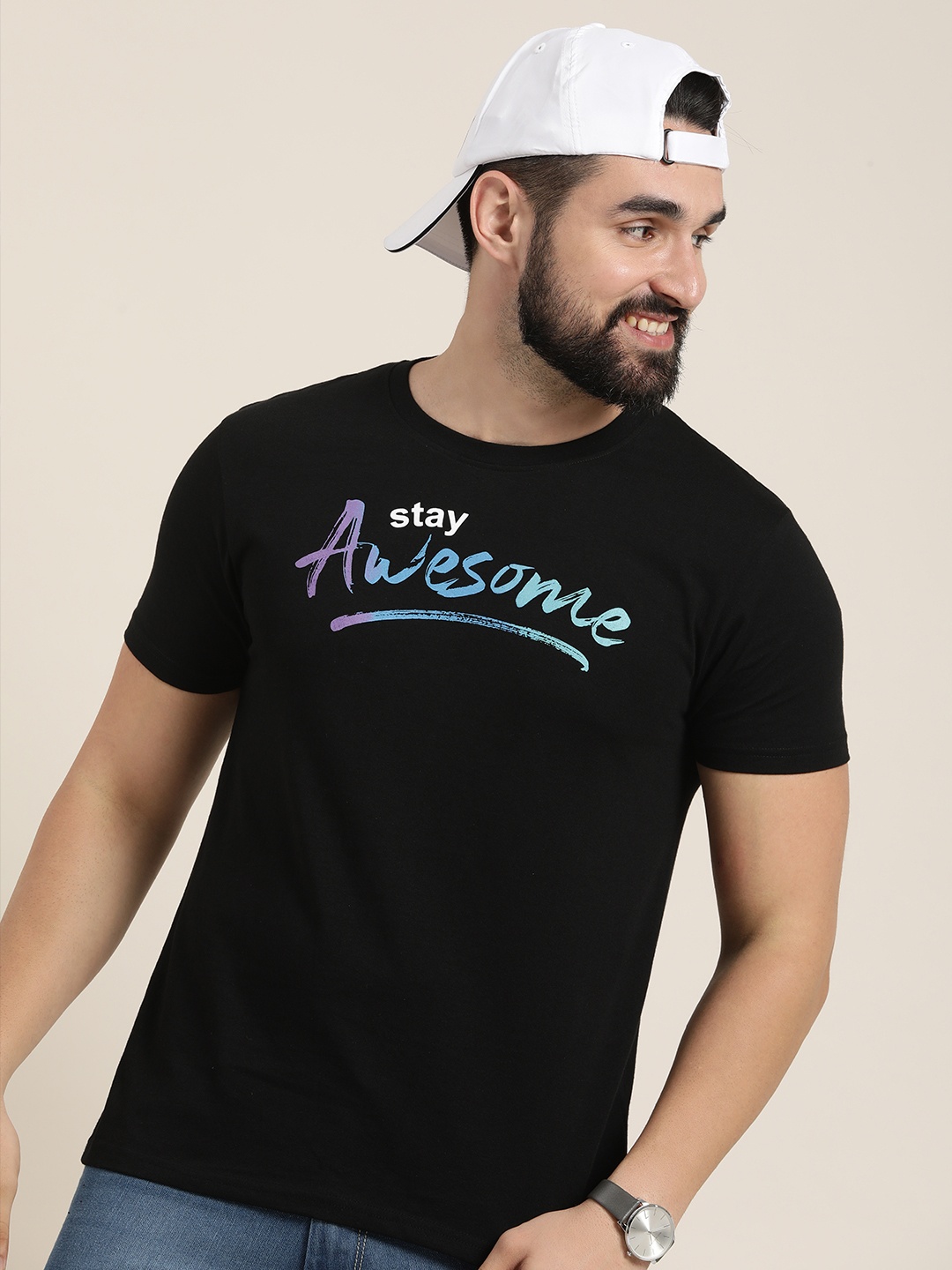 

HERE&NOW Typography Printed T-shirt, Black