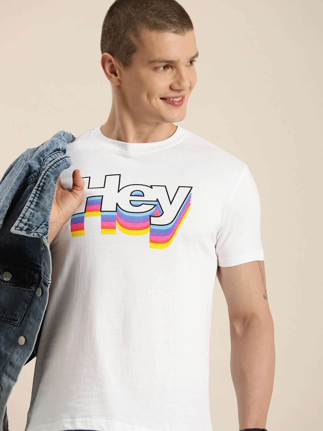

HERE&NOW Typography Printed Pure Cotton T-shirt, White