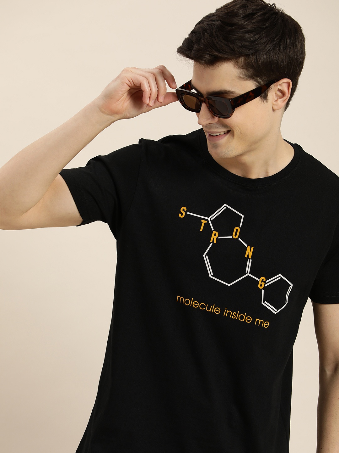 

HERE&NOW Printed Pure Cotton T-shirt, Black
