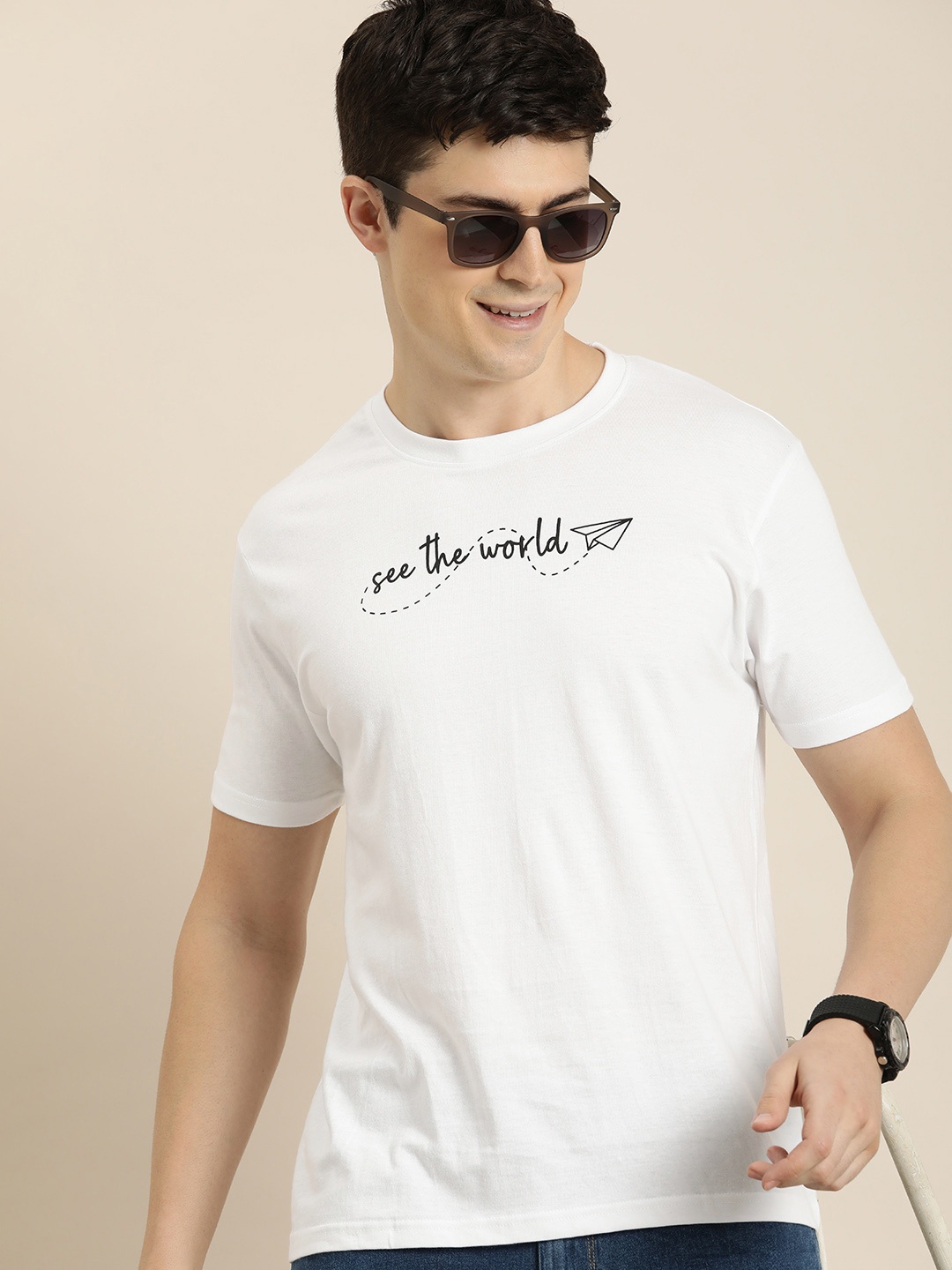 

HERE&NOW Typography Printed Pure Cotton T-shirt, White