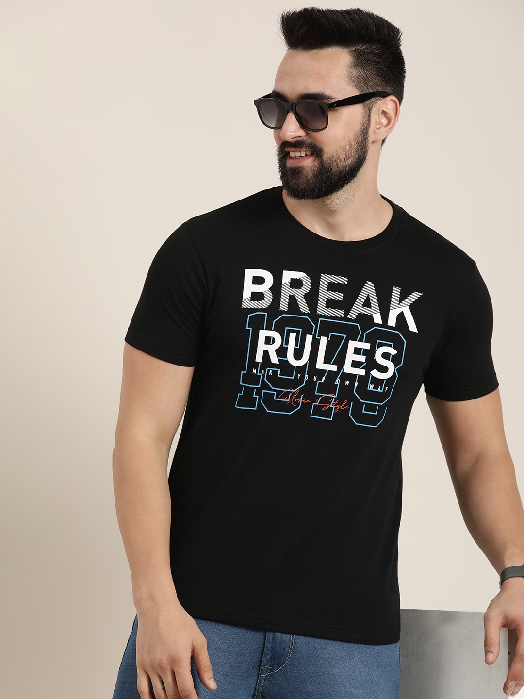 

HERE&NOW Typography Printed T-shirt, Blue