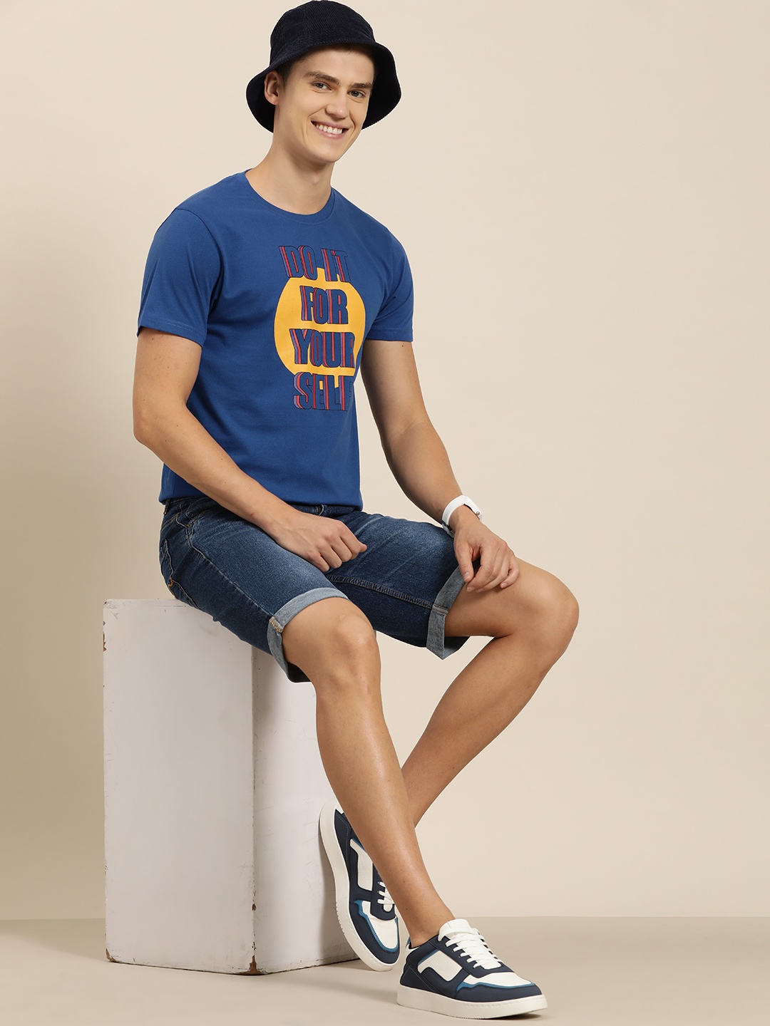 

HERE&NOW Typography Printed T-shirt, Blue