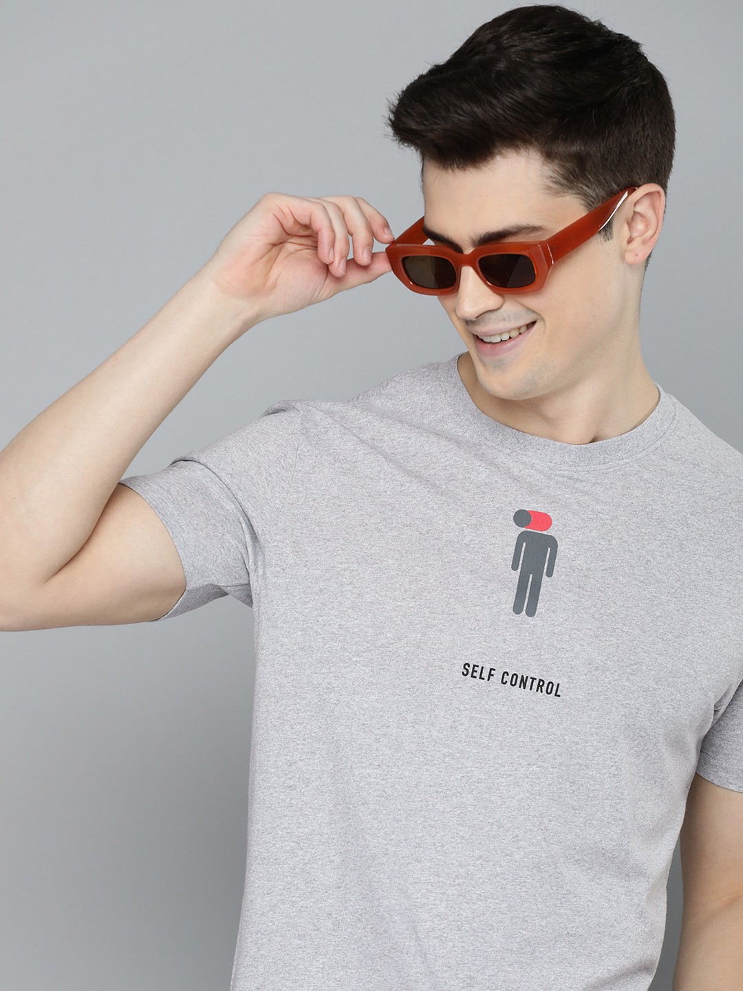 

HERE&NOW Men Typography Printed T-shirt, Grey