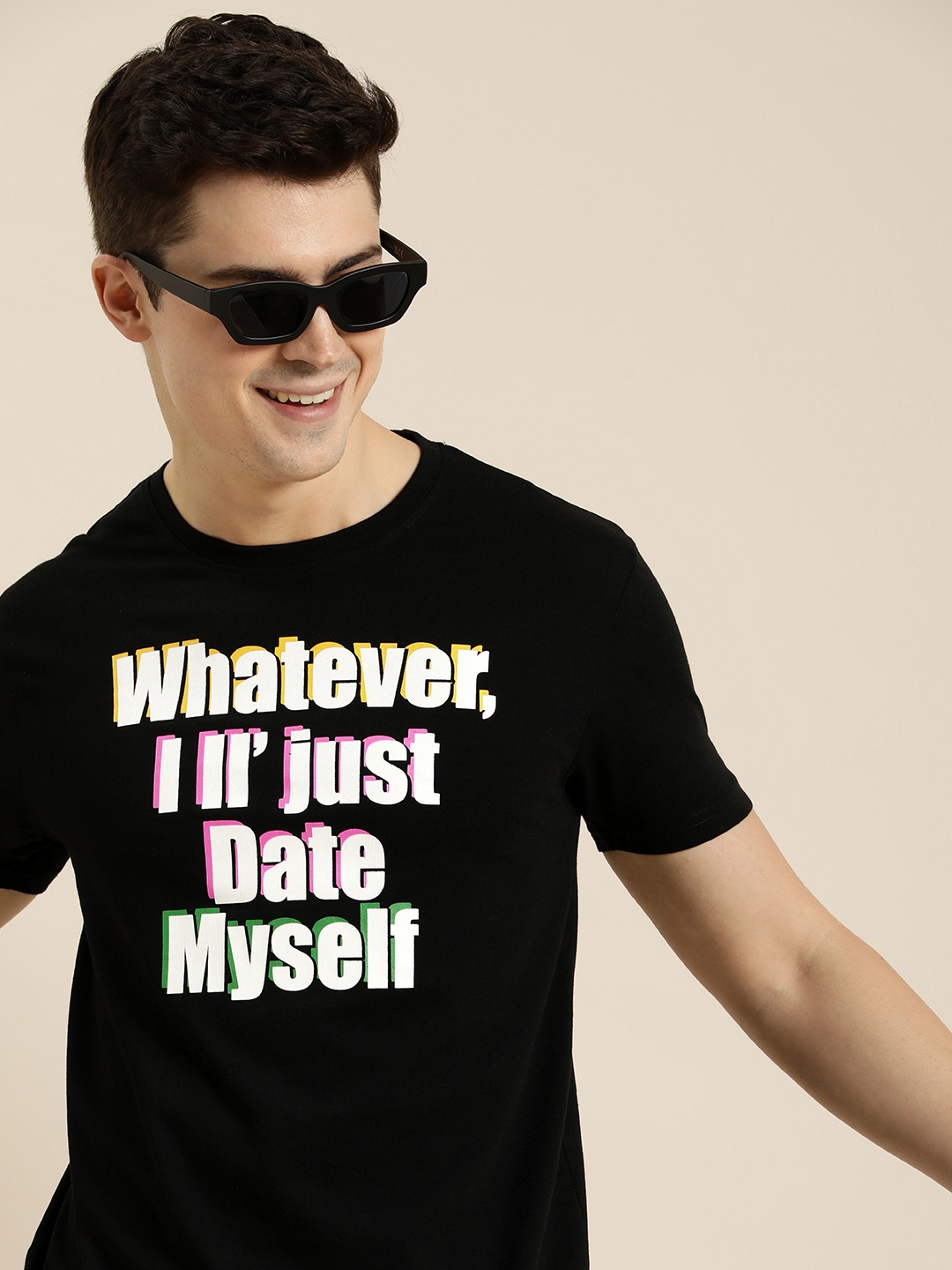 

HERE&NOW Typography Printed T-shirt, Black