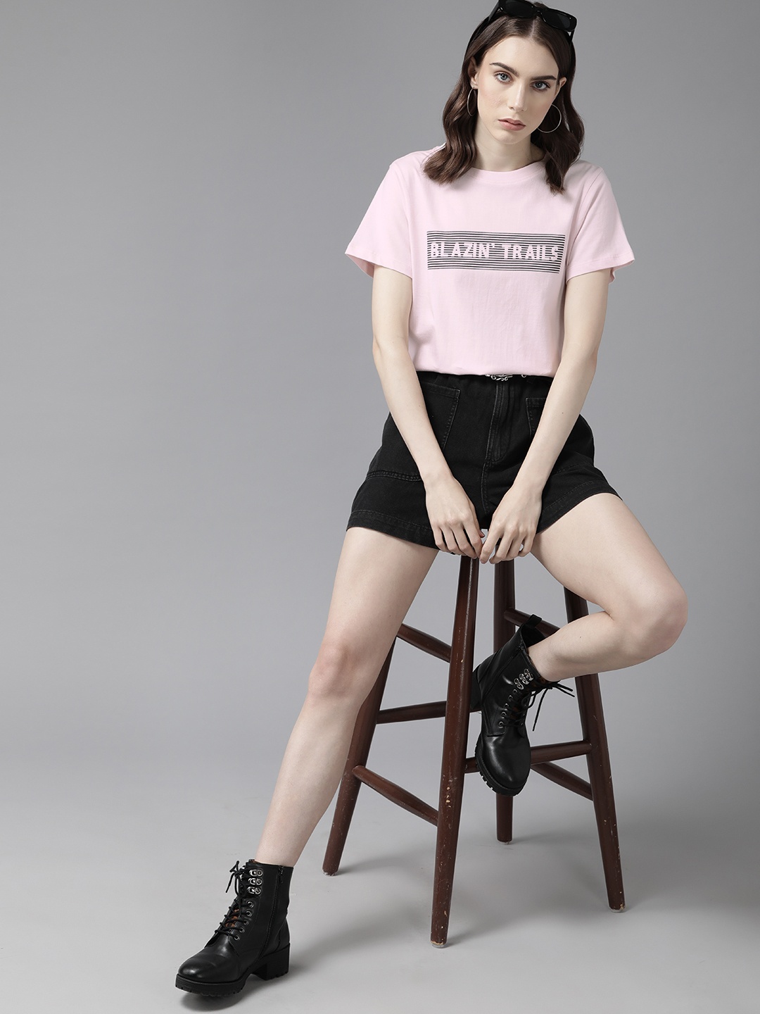 

The Roadster Lifestyle Co. Typography Printed Pure Cotton T-shirt, Pink